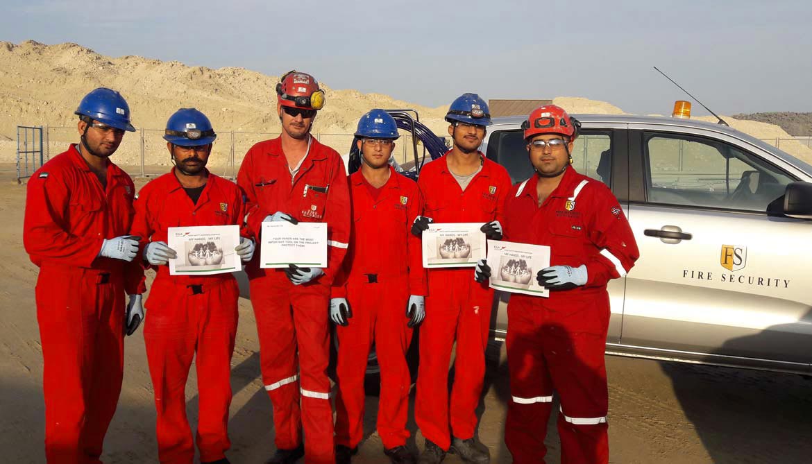 Fire Security Middle East fire protection work crew at Emirates Global Aluminium Emal in Abu Dhabi